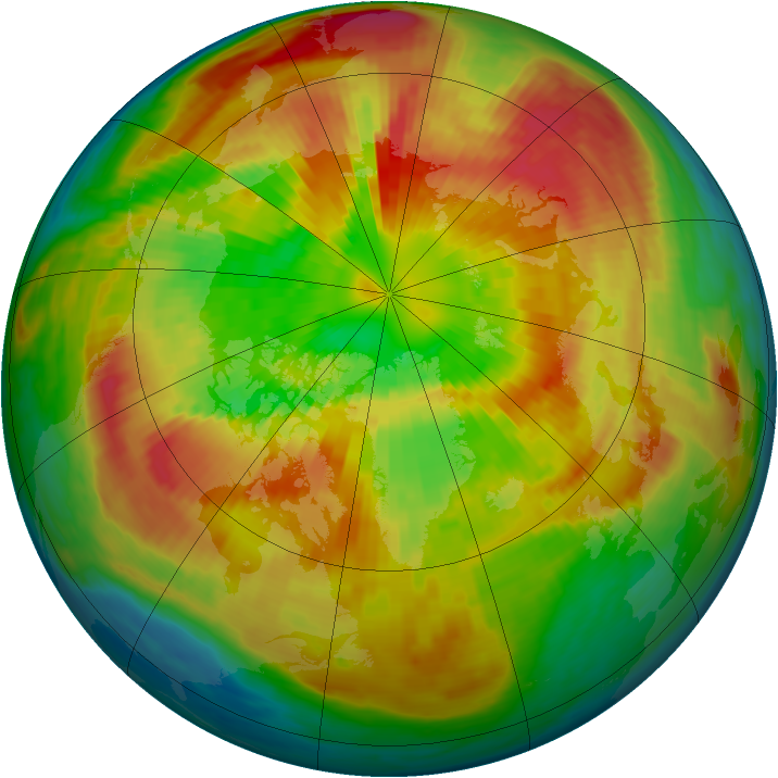 Arctic ozone map for 19 March 2002